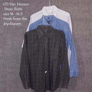 Three (3) Van Heusen Shirts 16 - 16.5 * Drycleaned
